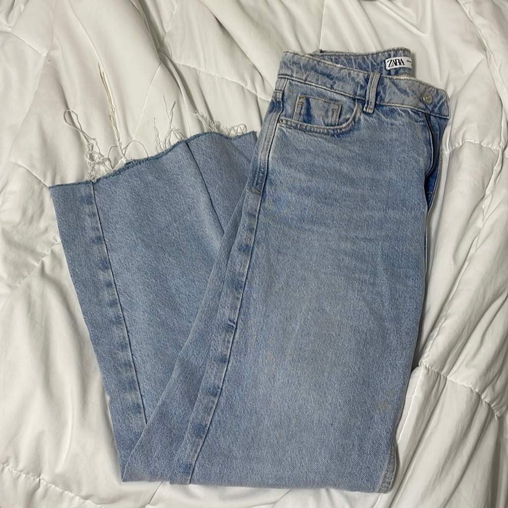Zara High Waisted Straight Leg Jeans